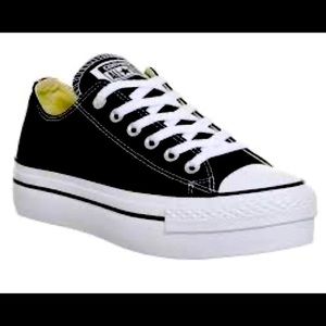 Black low top converse platform